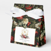 Klassieke Kerst Bloemen Crest Monogram Bruiloft Bedankdoosjes (Voorkant Zijde)