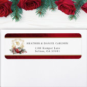 Klassieke Kerst Bloemen Crest Monogram Bruiloft Etiket