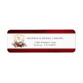 Klassieke Kerst Bloemen Crest Monogram Bruiloft Etiket (Voorkant)