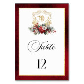 Klassieke Kerst Bloemen Crest Monogram Bruiloft Kaart (Achterkant)