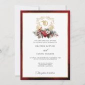 Klassieke Kerst Bloemen Crest Monogram Bruiloft Kaart (Voorkant)