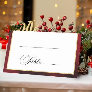 Klassieke Kerst Bloemen Crest Monogram Bruiloft Plaatskaartje