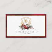 Klassieke Kerst Bloemen Crest Monogram Bruiloft Plaatskaartje (Achterkant)