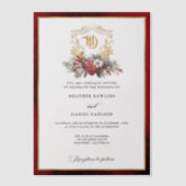 Klassieke Kerst Bloemen Crest Monogram Bruiloft Vellum Uitnodigingen (Voorkant)