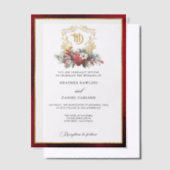 Klassieke Kerst Bloemen Crest Monogram Bruiloft Vellum Uitnodigingen (Offset)
