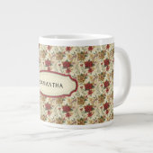 Klassieke Kerst Bloemen Custom Name Grote Koffiekop (Voorkant rechts)