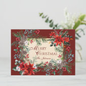 Klassieke kerst bloemen feestdagenkaart (Staand voorkant)