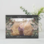 Klassieke Kerst  Bloemen Feestelijke Foto Feestdagenkaart (Staand voorkant)