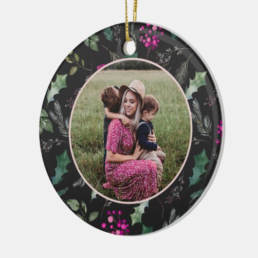Klassieke Kerst Bloemen Foto Kerst Ornament (Links)