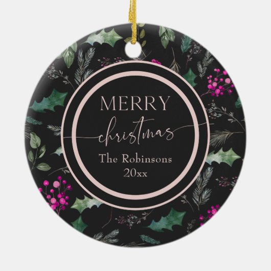 Klassieke Kerst Bloemen Foto Kerst Ornament (Achterkant)