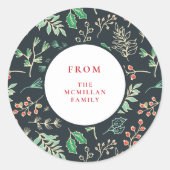 Klassieke Kerst Bloemenpatroon Sticker (Voorkant)