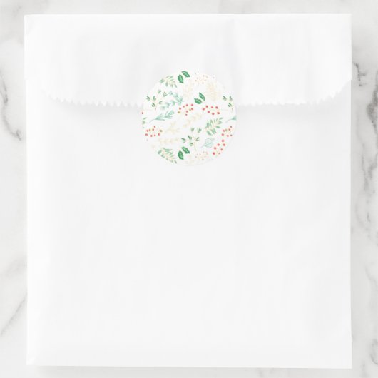 Klassieke Kerst Bloemenpatroon Sticker (Tas)