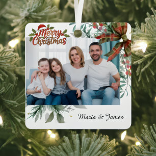 Klassieke Kerst Bloemstuk Lijst Foto  Metalen Ornament