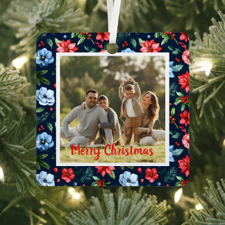 Klassieke Kerst Bloemstuk Lijst Foto Metalen Ornament