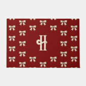Klassieke Kerst Bogen Rood Monogram Deurmat (Voorkant)