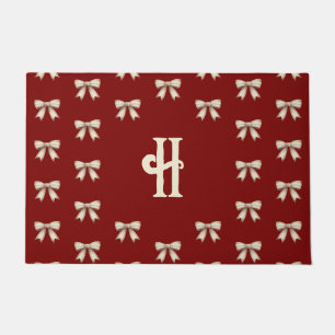 Klassieke Kerst Bogen Rood Monogram Deurmat