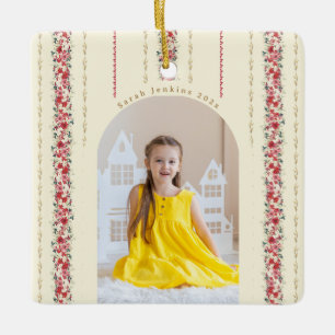 Klassieke Kerst Botanische Jaarlijkse Aandenken Fo Keramisch Ornament