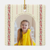 Klassieke Kerst Botanische Jaarlijkse Keepsake Fot Keramisch Ornament (Achterkant)