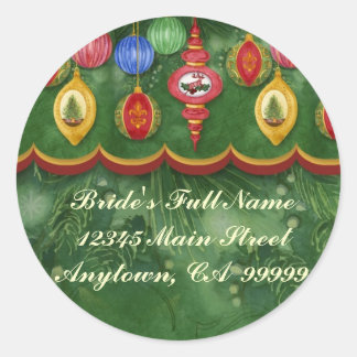 Klassieke kerst bruiloft adres label Stickers