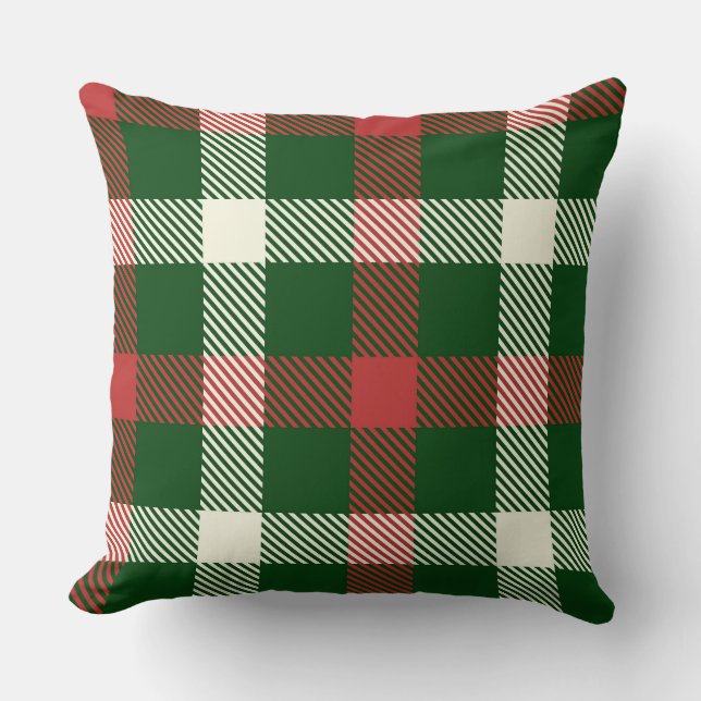 Klassieke Kerst Buffalo Plaid Kussen (Voorkant)