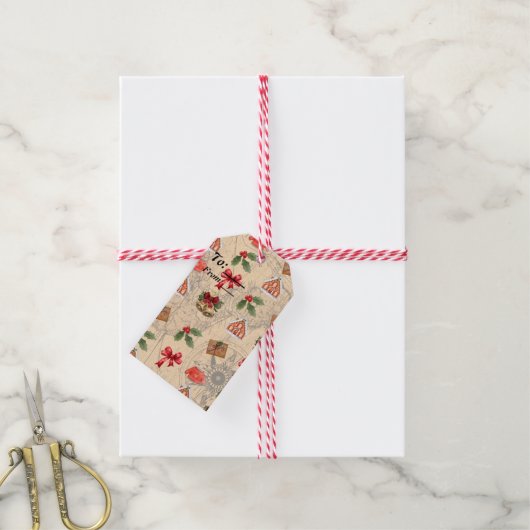 Klassieke kerst cadeaulabel (Met Touw)