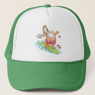 Klassieke Kerst Cartoon Surfende Kerstman Trucker Pet