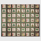 Klassieke kerst collage iconen cadeaupapier (Vlak)