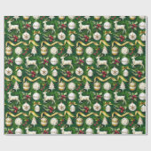 Klassieke Kerst Custom Monogram Ornamenten Cadeaupapier (Vlak)