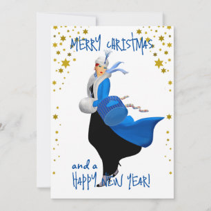 Klassieke Kerst dame Prettig Kerstfeest groet Feestdagenkaart
