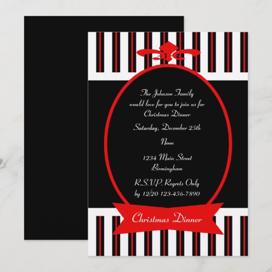 Klassieke kerst Dinner Party Uitnodiging (Voorkant / Achterkant)