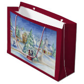 Klassieke kerst dorp geschenk tas groot cadeauzakje (Voorkant Gekanteld)