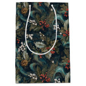 Klassieke Kerst Elegante Glans Medium Cadeauzakje (Voorkant)