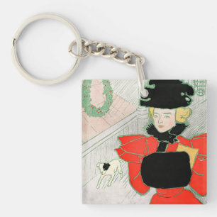 Klassieke Kerst Elegante Victoriaanse Dame in het Sleutelhanger