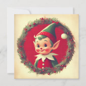 Klassieke Kerst Elf Retro Kerstmis Feestdagenkaart (Voorkant)