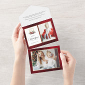 Klassieke Kerst Floral Crest Foto All In One Uitnodiging (Afscheurbaar)