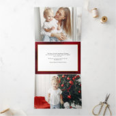 Klassieke Kerst Floral Crest Foto Drieluik Wenskaart (Binnen)