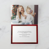 Klassieke Kerst Floral Crest Foto Feestdagen Kaart (Binnen)
