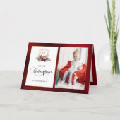 Klassieke Kerst Floral Crest Foto Feestdagen Kaart (Voorkant)