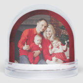 Klassieke Kerst Floral Crest Foto Sneeuwbol (Voorkant)