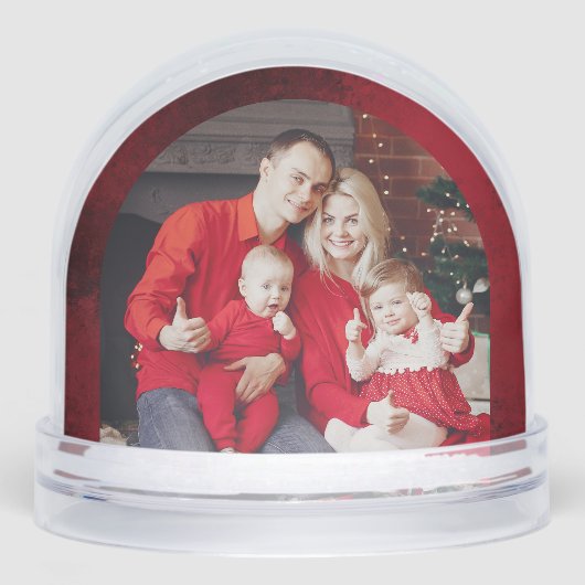 Klassieke Kerst Floral Crest Foto Sneeuwbol (Voorkant)