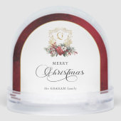 Klassieke Kerst Floral Crest Foto Sneeuwbol (Achterkant)