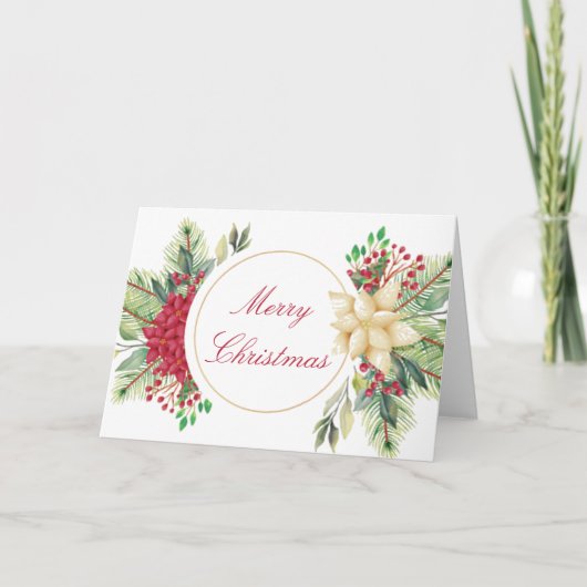 Klassieke Kerst floral   Kaart (Voorkant)