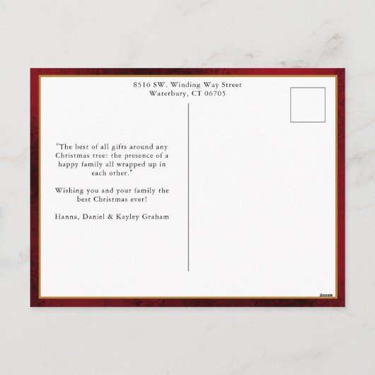 Klassieke Kerst Florale Crest Foto Feestdagenkaart (Achterkant)