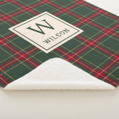 Klassieke kerst geruite familienaam Monogram Sherpa Deken (3/4)