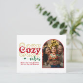 Klassieke Kerst Gezellige Vibes Retro Kerstfoto Feestdagenkaart (Staand voorkant)