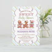 Klassieke kerst gingerbread baby shower uitnodigin kaart (Staand voorkant)
