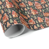 Klassieke Kerst Gingerbread Huizen - Feestelijk Cadeaupapier (Rol Hoek)