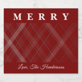 Klassieke Kerst Gingham Op Maat Sparkling Wijnetiket (Enkel label)