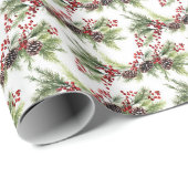 Klassieke kerst groen en holly bessen cadeaupapier (Rol Hoek)