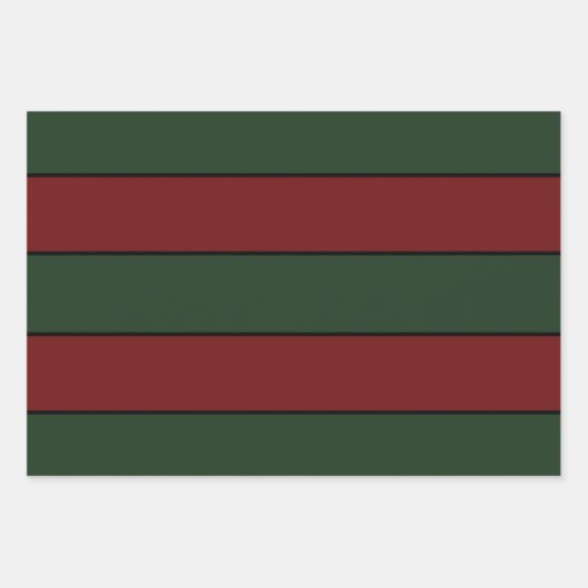 Klassieke Kerst Groen En Rood Gestreepte Inpakpapier Vel (Voorkant)